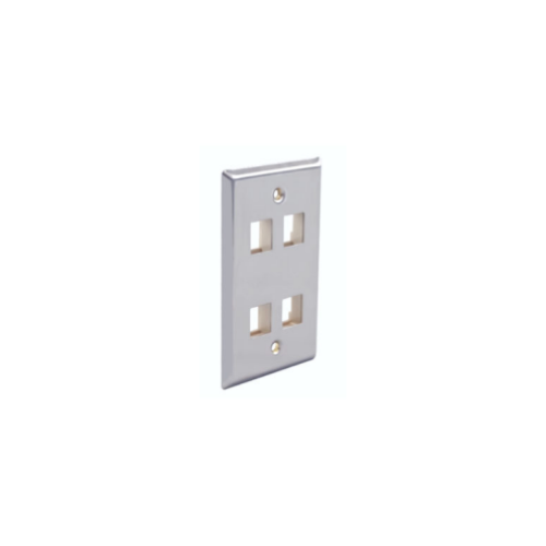 4 PORT FLUSH MOUNTING STYLE STAINLESS STEEL FACEPLATES (SINGLE PACKS)