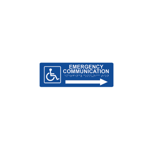 Elevator Landing 4" x 12"  Blue Directional w/ Braille - Right Arrow