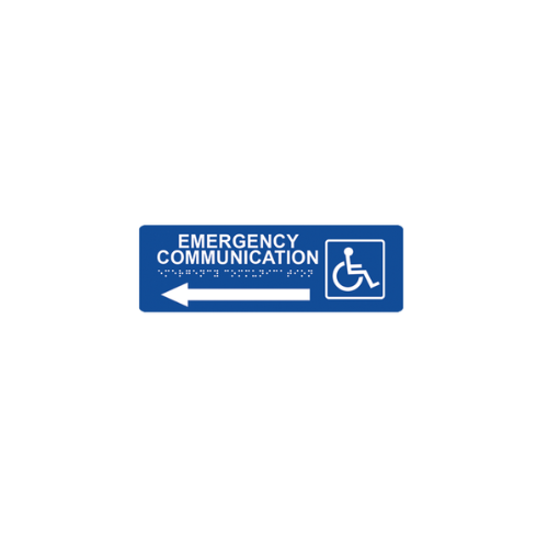 Elevator Landing 4" x 12"  Blue Directional w/ Braille - Left Arrow