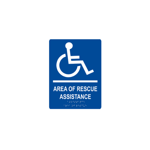 Area of Rescue Assistance Raised Lettering & Braille Door Sign – Wolf ...