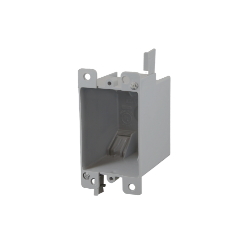 1-Gang 14 cu. in. EZ BOX Old Work Residential Electrical Switch and Outlet Box with EZ Mount Clamps and Wire Clamps Gray