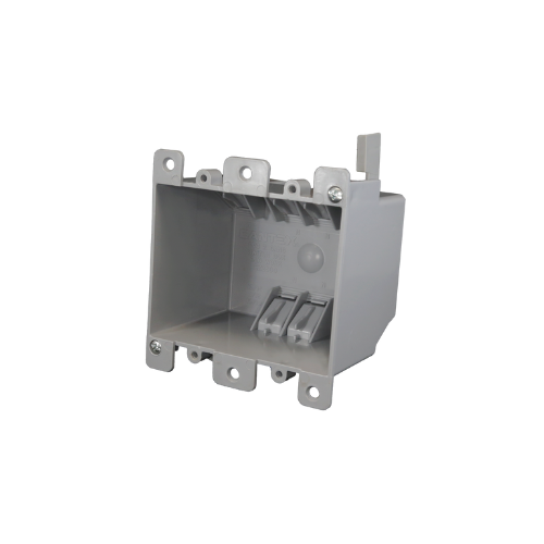 2-Gang 25 cu. in. EZ BOX Old Work Residential Electrical Switch and Outlet Box with EZ Mount Clamps and Wire Clamps Gray