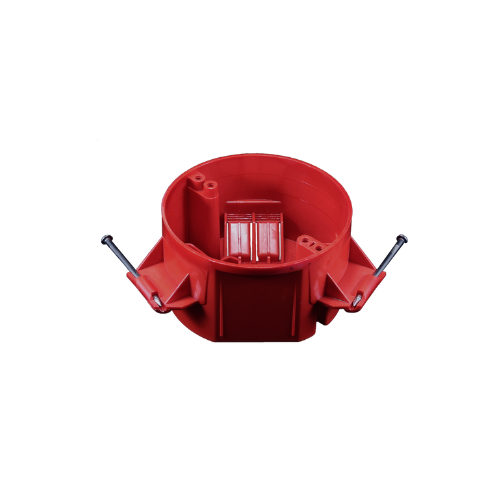 20 cu. in. EZ BOX New Work Nail-on Residential Alarm Ceiling Box with Wire Clamps Red