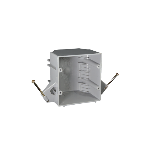 2-Gang 32 cu. in. EZ BOX New Work Residential Electrical Switch and Outlet Box with Screw Nails and Wire Clamps Gray