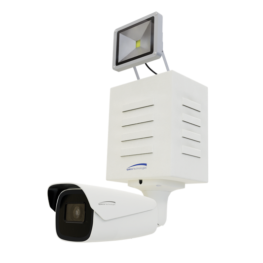 Indoor/Outdoor Digital Deterrent® Alert Box with Built-in Flood Light, 4MP IP Bullet Camera with Advanced Analytics and Siren