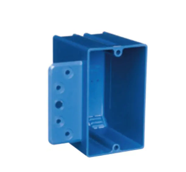 Blue Single Gang Plastic Screw On Electrical Box 18 cu in.