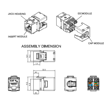 CAT6A KEYSTONE JACKS [HDJ SERIES / SINGLE PACK]