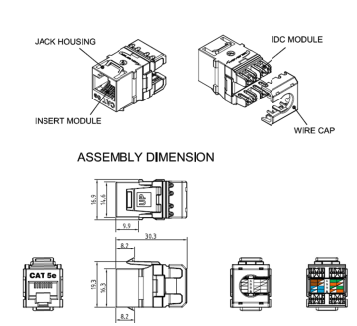 CAT5E KEYSTONE JACKS [HDJ SERIES / SINGLE PACK]