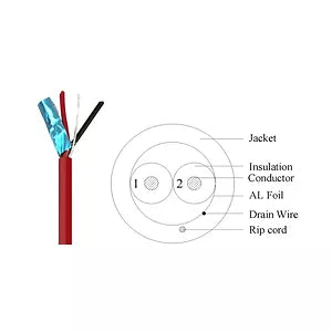 Fire Alarm FPLR Cable 14AWG/2C Red Solid Unshielded