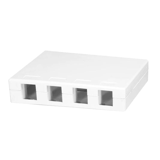 4 PORT SURFACE MOUNT BOX W/COVER & BASE, ADHESIVE STRIP & MOUNTING SCREWS [SINGLE PACK]